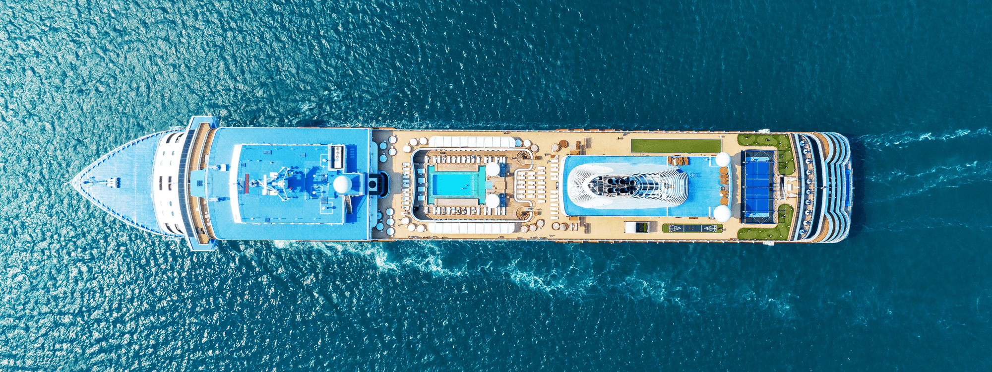 Aerial view of cruise ship